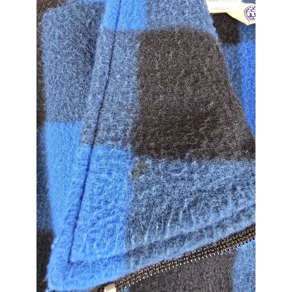 Miller Western Wear Fleece Jacket Womens Medium Blue Buffalo Plaid Vintage USA - Picture 8 of 12